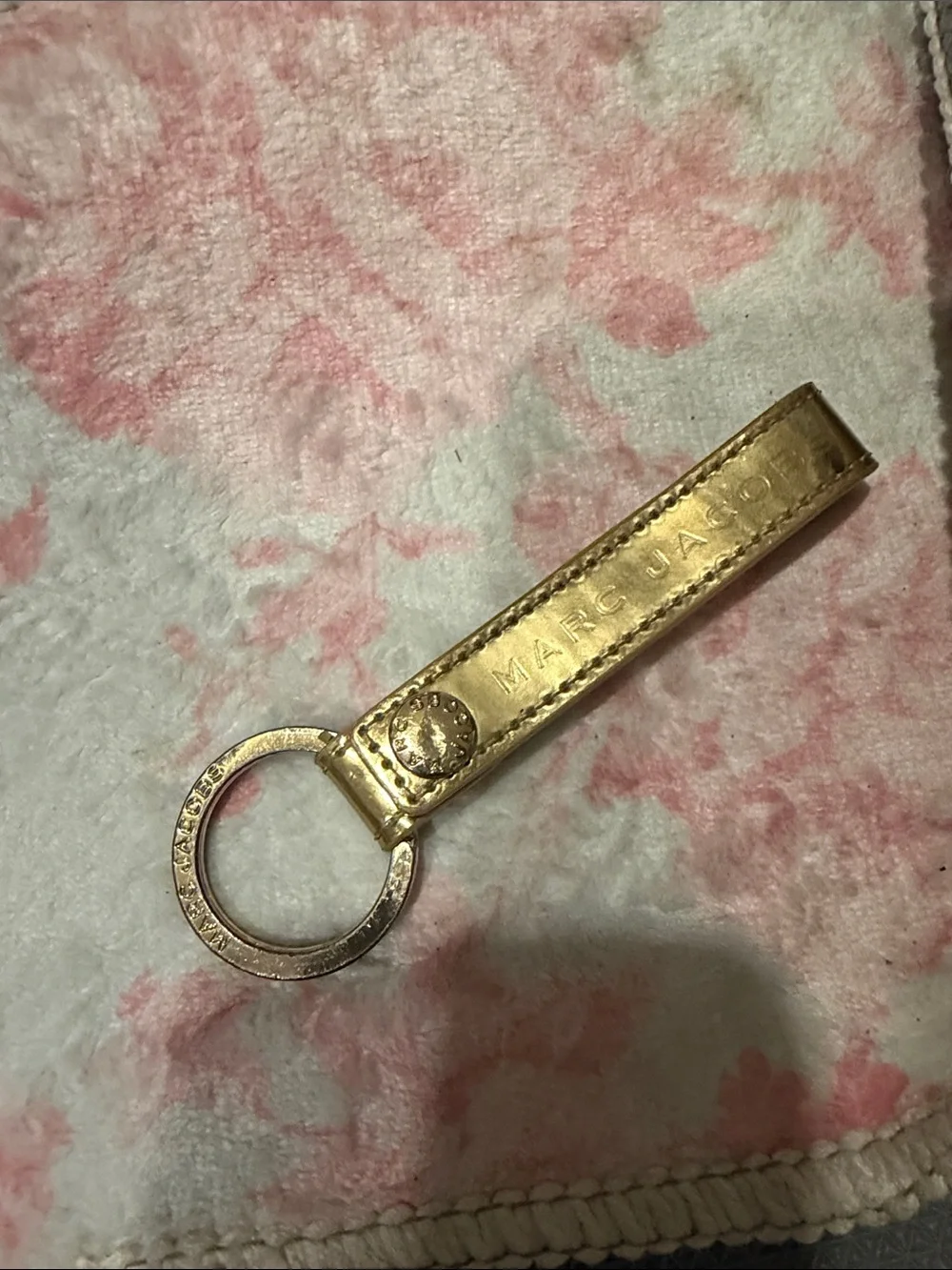 Marc Jacobs Metallic Gold Leather Key Ring Strap